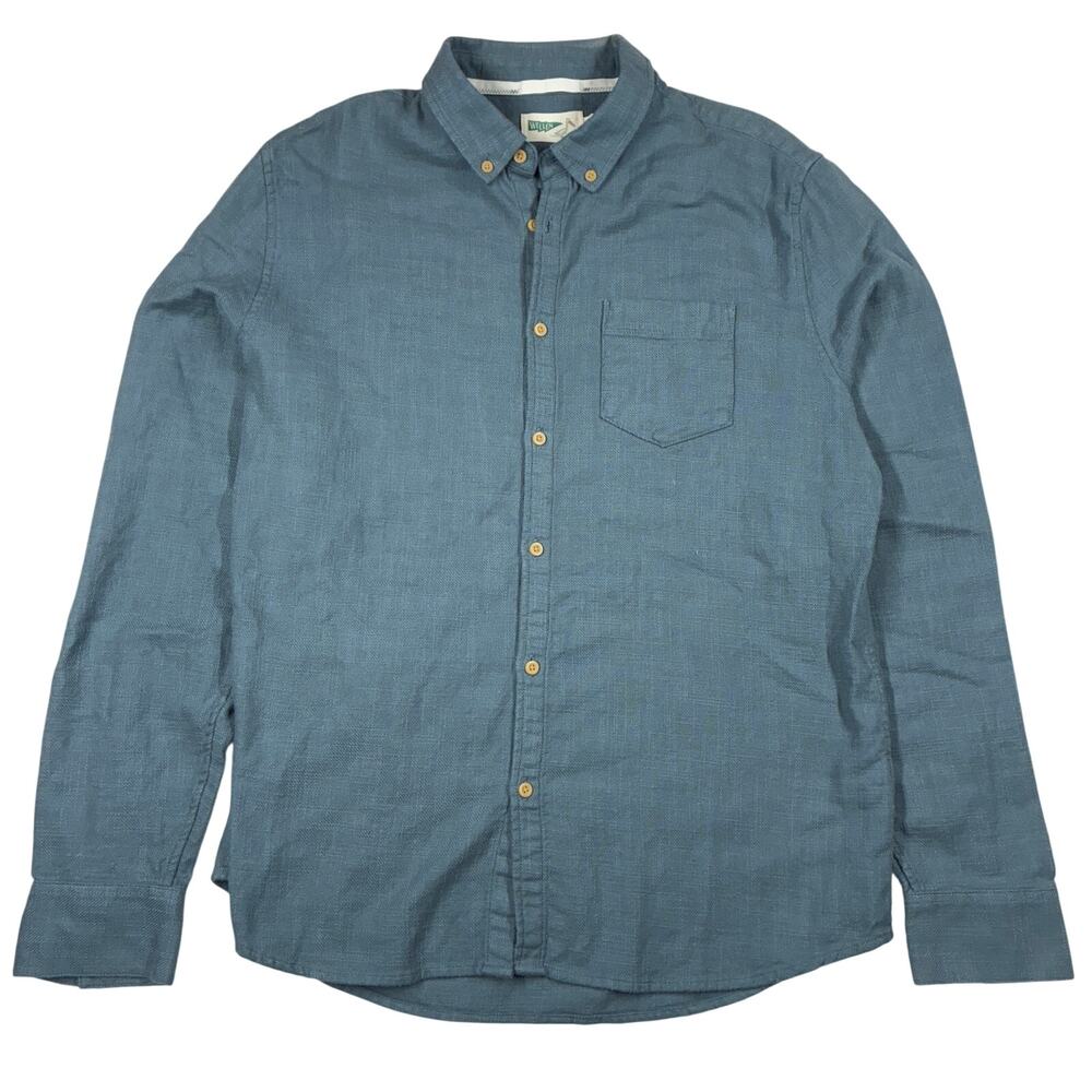 Wellen Shirt Large Men Blue Organic Cotton Button Down Classic Casual Huckberry